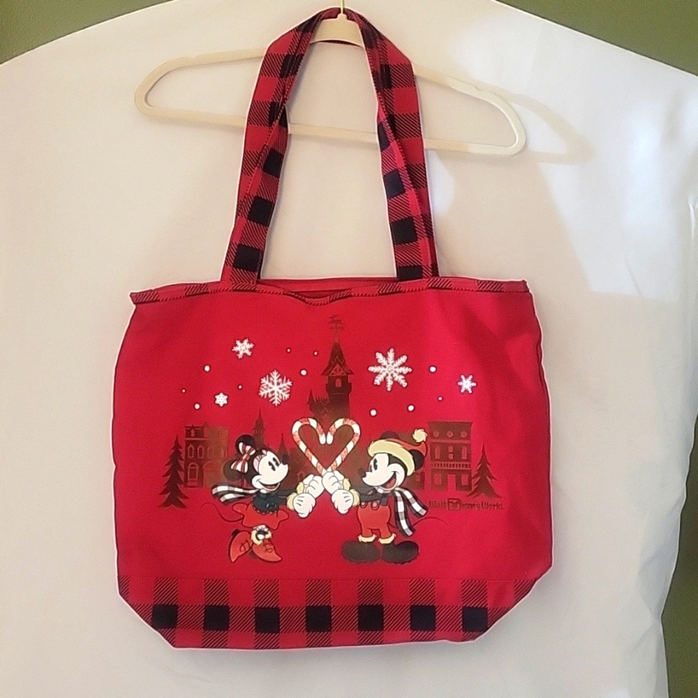 WALT DISNEY WORLD PARKS CHRISTMAS TOTE MICKEY MINNIE AND MAGIC KINGDOM 2019 EUC